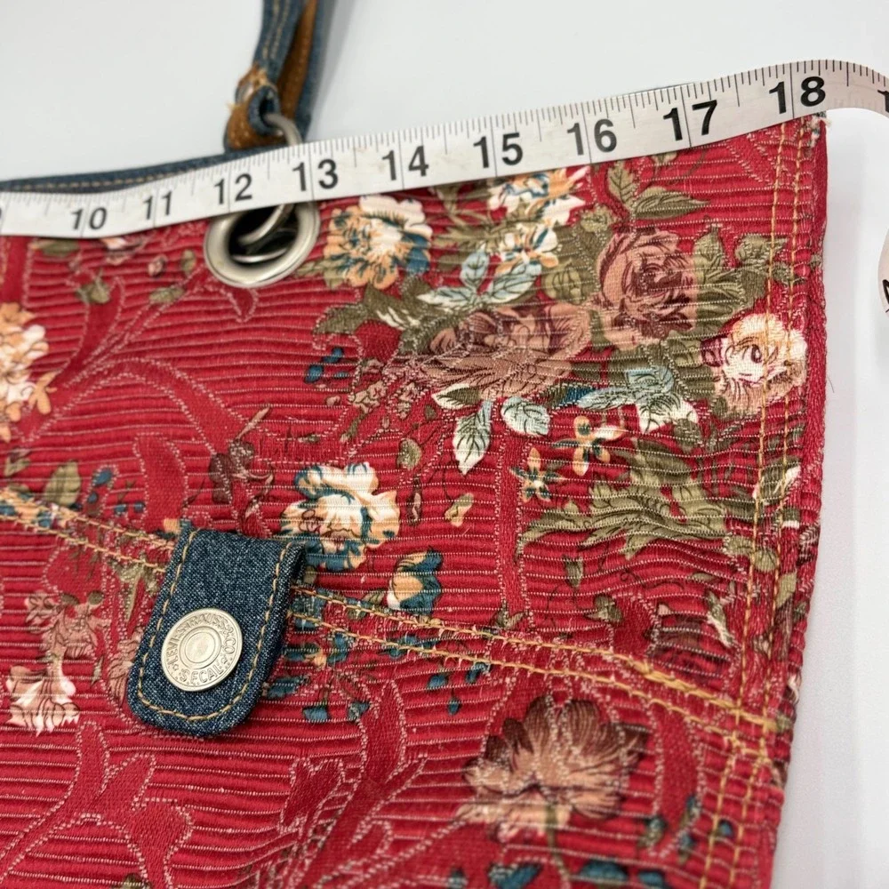 Levis Tote Bag Womens Red Floral Heritage Denim Trim Vintage Y2K‎ Aesthetic